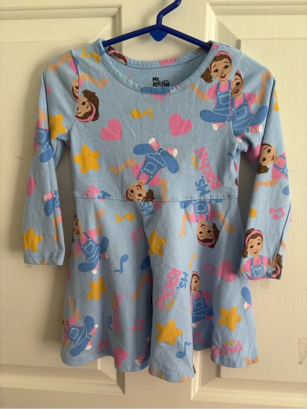 Ms. Rachel Light Blue Pink Brown Yellow Kids Dress
